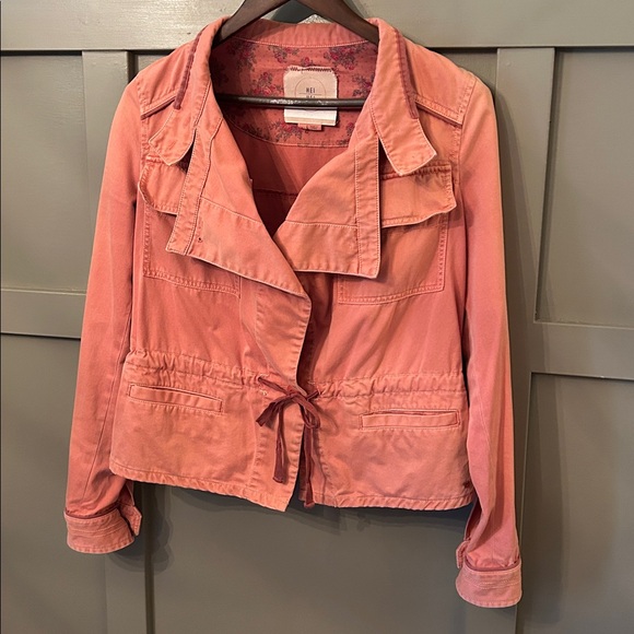Anthropologie Hei Hei Anorak Jacket Drawstring Button Front Melon Pink Small - Picture 7 of 10
